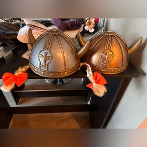 Viking Helmets with Braids and Horns